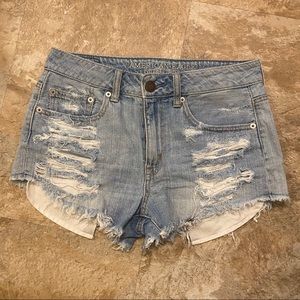 American Eagle ripped denim hi-rise shorts